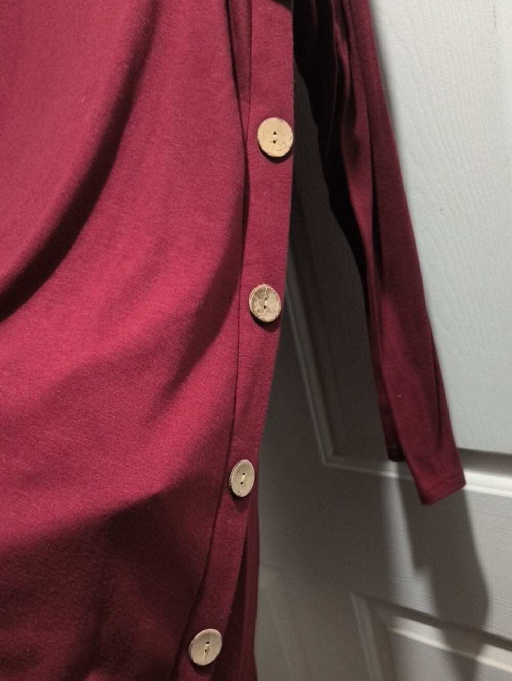 Burgundy Long Sleeve Button-Trim Tunic - Picture 2 of 4
